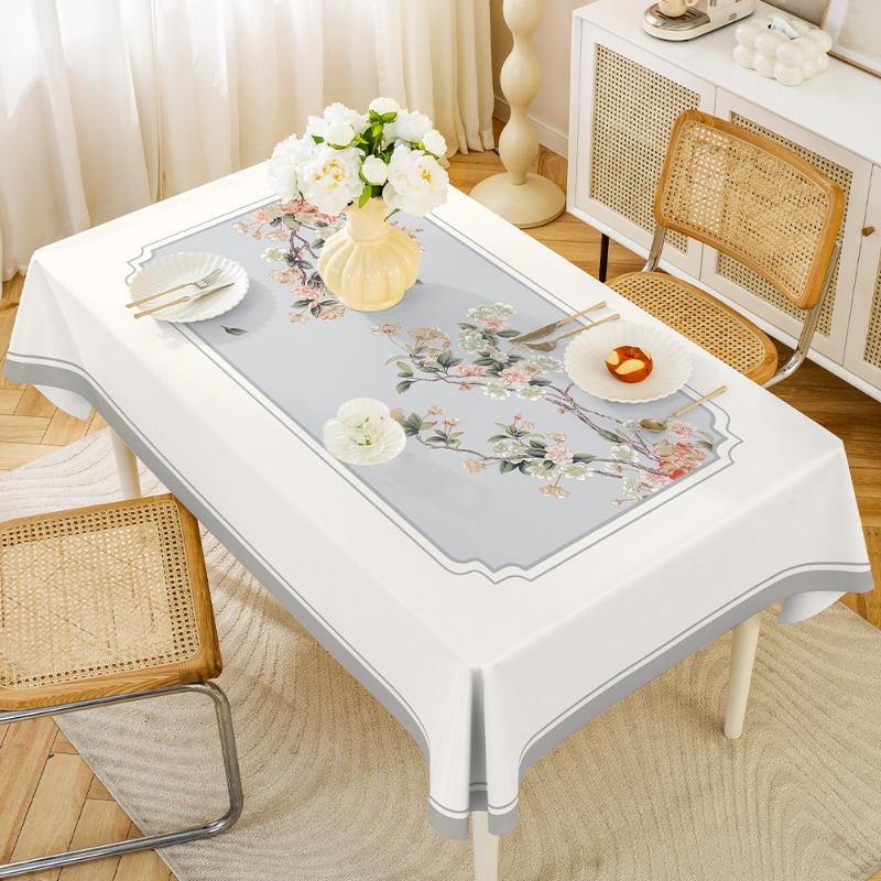 1pc Plant Printed PVC Dining Table Tablecloth Waterproof and Oil Resistant Rectangular Table Coffee Table Cloths Anti Scalding Scratch Resistant