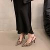 Leopard pointed high heels  designer stiletto sandals 2025 women's fashion sexy and elegant party dress shoes large 42