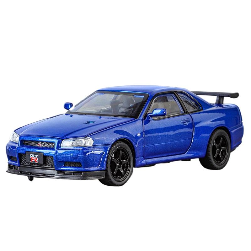 1/32 Nissan GTR R34 Skyline Supercar Alloy Metal Diecast Car Model Sound & Light Holiday Boyfriend Gift Collect Hobby Ornaments