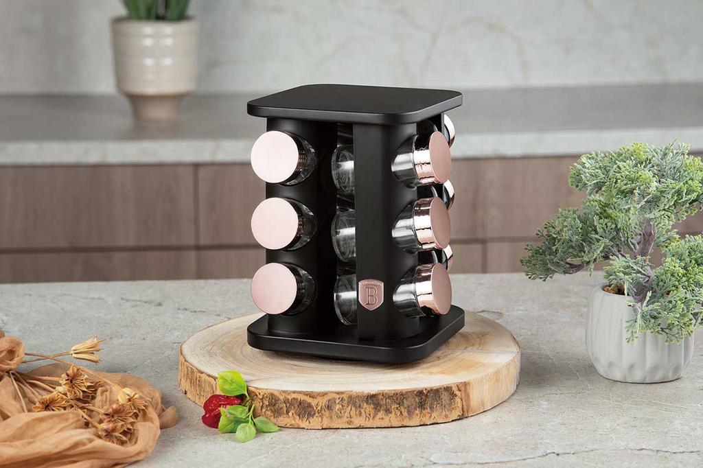 Rotating Spice Rack 12 Containers BERLINGER HAUS BH-8559 BLACK ROSE
