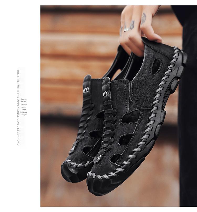 Men's Outdoor Non-Slip Sandals, Large Size 47-48, Wide Toe Cap, Wear-Resistant Casual Beach Shoes for Summer