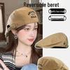 Trendy Retro Embroidered Beret Cap: Versatile Newsboy Duckbill Hat