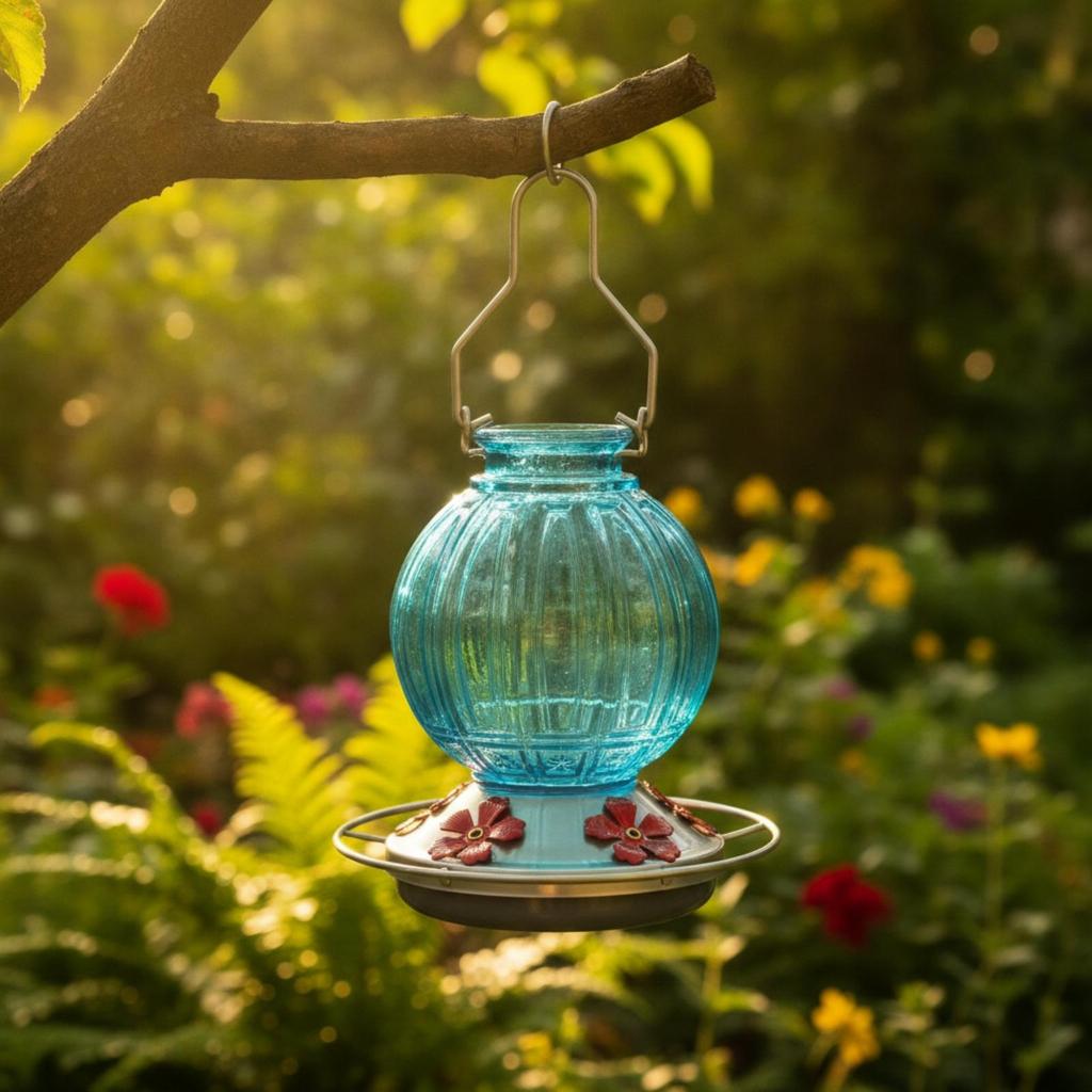 Handmade Glass Nectar Feeder Outdoor Easy to Refill for Bird Watchers,