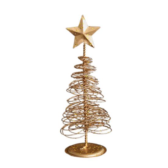 Yousheng Gold Spiral Christmas Tree Decor Glittering Tabletop Tree with Star Topper for Holiday Home Office Table Centerpiece Mantel Shelf Decor