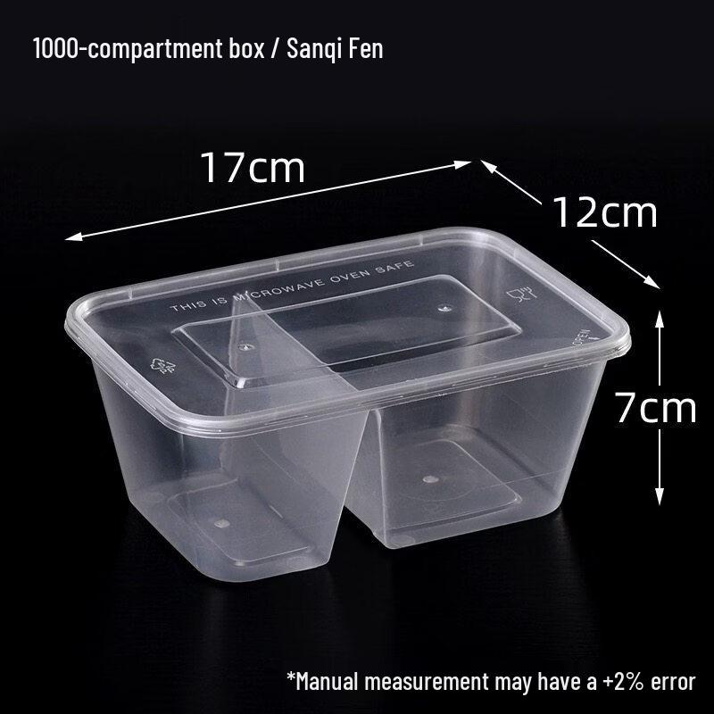 ZISIZ Disposable 2-Compartment Rectangular Clear Plastic Takeout Containers