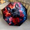 1pc Cute dog pattern Umbrella Portable Folding Umbrella Iron Frame Hole Bone Structure Outdoor Home Umbrella