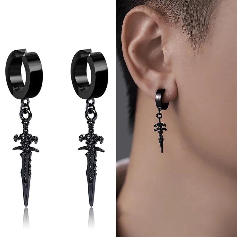 Orecchini a Bottone Punk Hip Hop Vintage in Acciaio Inossidabile Neri Orecchini Gioielli Accessori per Uomo Donna