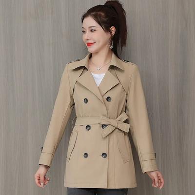 Women's Jacket  Spring Long Sleeves Stand Collar Casual Windbreaker Female Double-breasted With Belt Outerwear