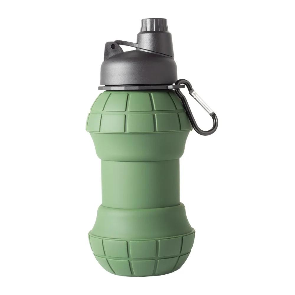 550ML Grenade Water Bottle Silicone Folding Water Cup Outdoor Fitness Activities Mountain Hiking Silicone Cup BPA Motivation Practical Use