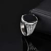 Vintage Geometric Natural Stone Rings for Men Black Oval Onyx Stainless Steel Ring Textured Signet Fashion Punk Jewelry Gift