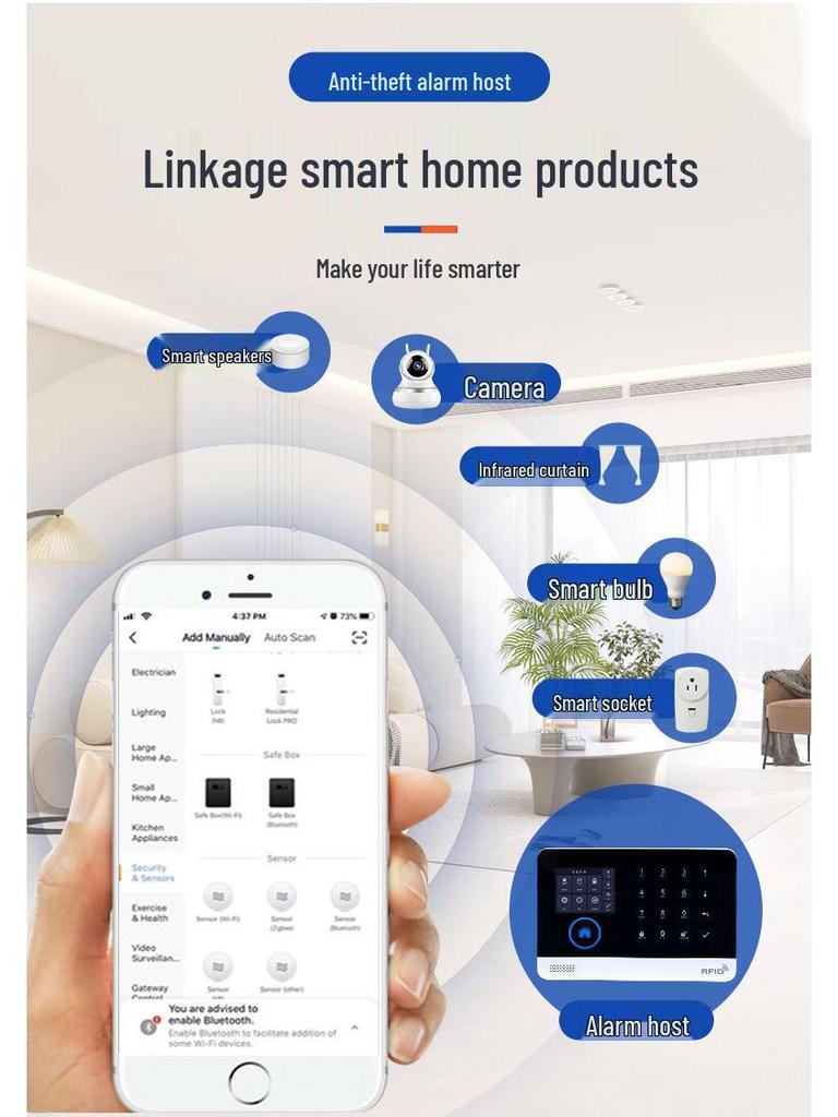 Tuya Smart WiFi & GSM Alarm Hub: 2,4" Dotykový displej Bezdrôtový bezpečnostný systém