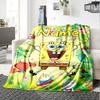 Custom Name Spongebob Friends Flannel Blanket for Super Soft Cute Comfort Blanket for Travel Bedding Couch Sofa Blanket