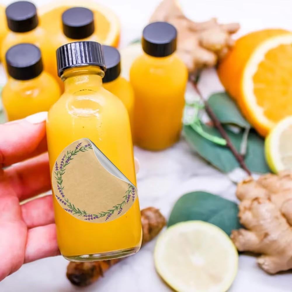 2oz Small Glass Bottles with Lids & Brush, 60ml Mini Boston Round Sample Bottle for Juice Ginger Shot Oils Potion Whiskey Liquid