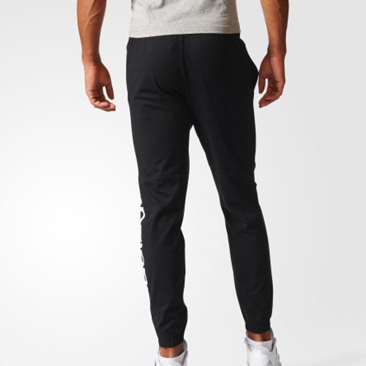 Adidas Knitted Sweatpants Men's Black Moderate Straight Fit Pants BQ9101