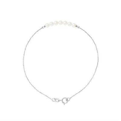 Bracelet - - 7 Freshwater Cultured Pearls - White Gold - Length 18 Cm - AAA+ Quality
