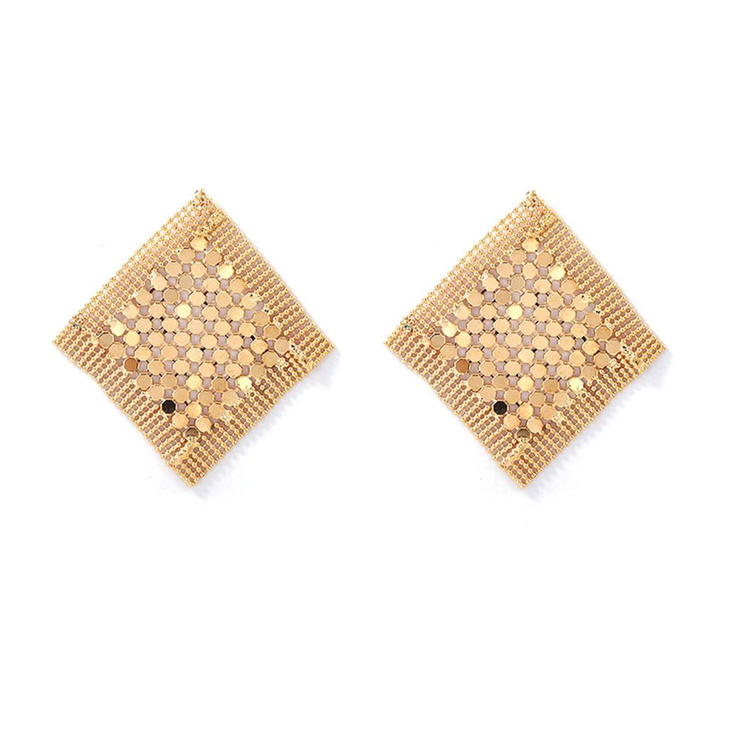 Einfache Leichte Luxus Kalte INS Stil Metall Pailletten Quaste Gitter Rauten Ohrringe Vielseitig Premium Gefühl Damen