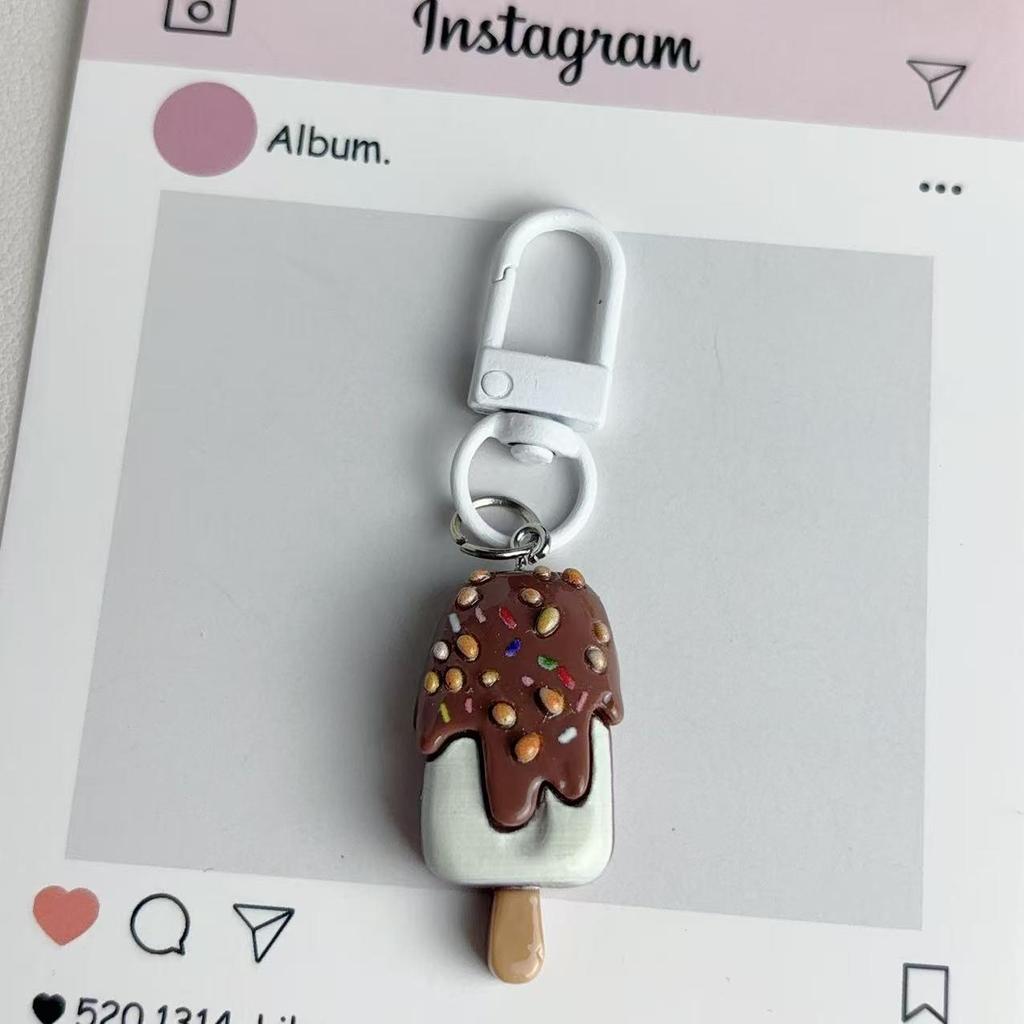 Cartoon Fruit Ice Cream Keychain Pendant - Cute & Realistic Food Toy Ornament for Couples & Friends