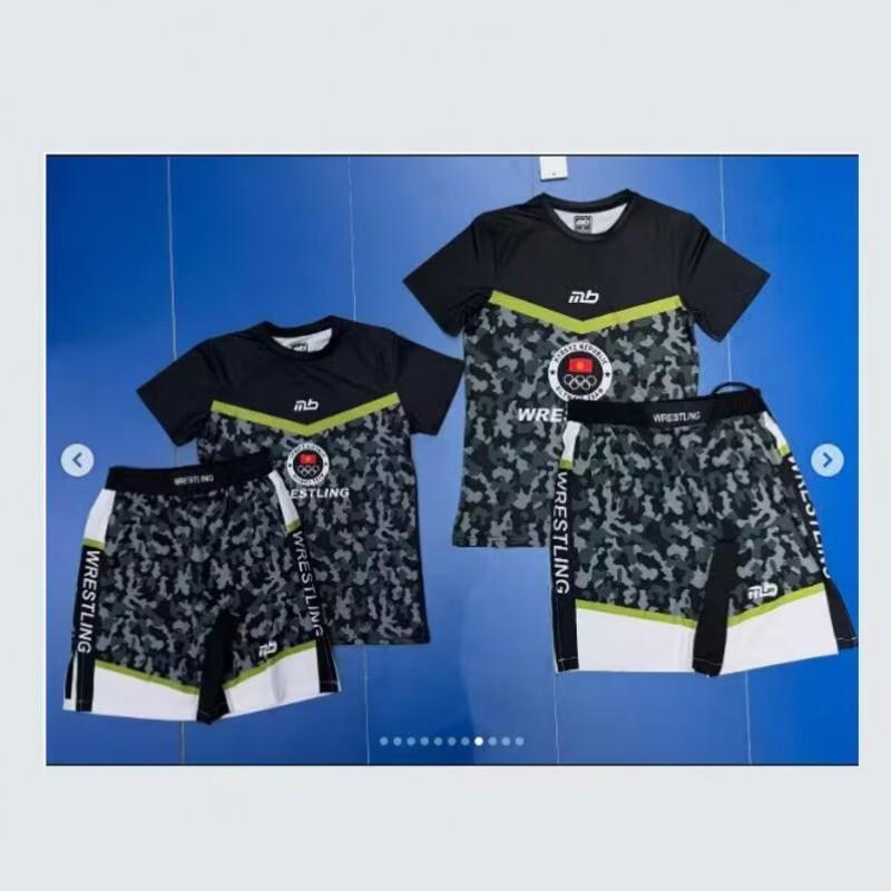 2026 Herren Ringer Trainingsset 3D Gedruckte Sportbekleidung Kurzarm T-Shirt Shorts Athletischer Freizeitanzug