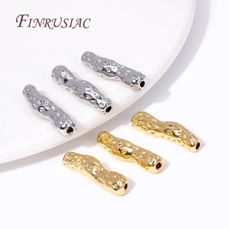 18K Gold Plated Brass Hollow Tube Bead Spacer Beads Supplies For Needlework Natural Stones Jewelry Making DIY Beadwork Accessory