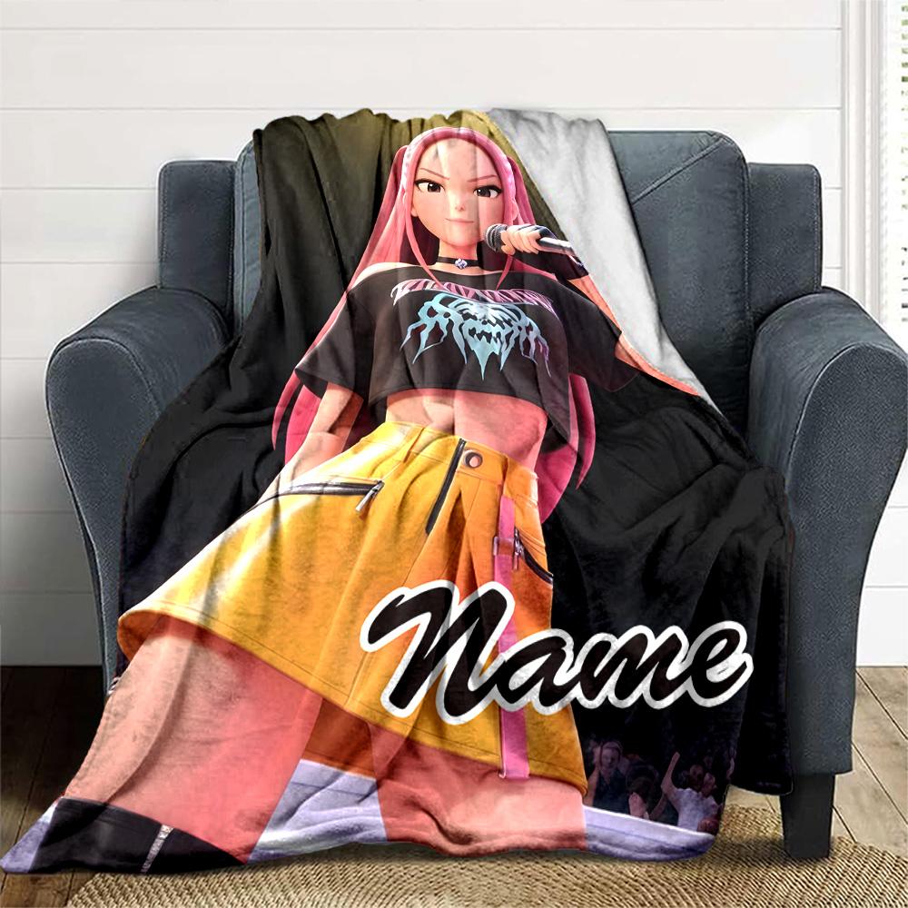 Customizable KPop Demon Hunters21 Throw Blanket – Personalized Name, All-Season Cozy Snug Blanket, Machine Washable, Personalized Blanket