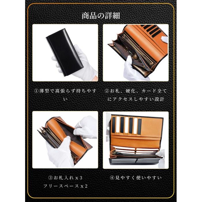 [Fabrizio] Wallet Men's Women's Long Bifold Genuine Leather Slim Large Capacity with Coin Purse 21 Card Slots (Black) 19cm X 9.5cm X 1.5cm