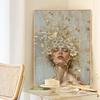 Elegant blomsterjente digitalt oljemaleri - Innendørs dekorativ hengende kunst