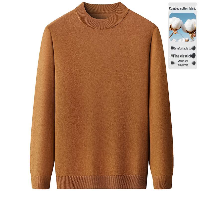 2025 Autumn/Winter Plus Size Men's Warm Half-High Neck Knit Sweater Pullover