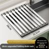 304 Stainless Steel Foldable Sink Drying Rack Fruit Vegetable Dish Holder Stainless Steel Over Sink Sponge Rag Drying Rack
