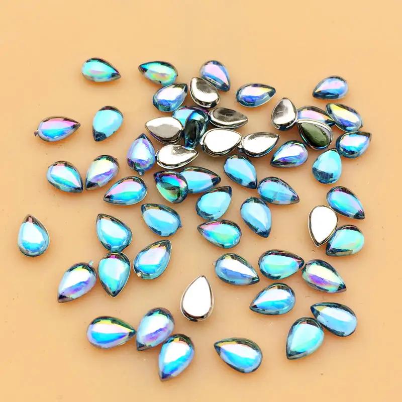 Glitter 200Pcs 4*6mm Glass Water Drop Rhinestones Flat Back Stones and Crystals For Nails Art Decorations Costume A56