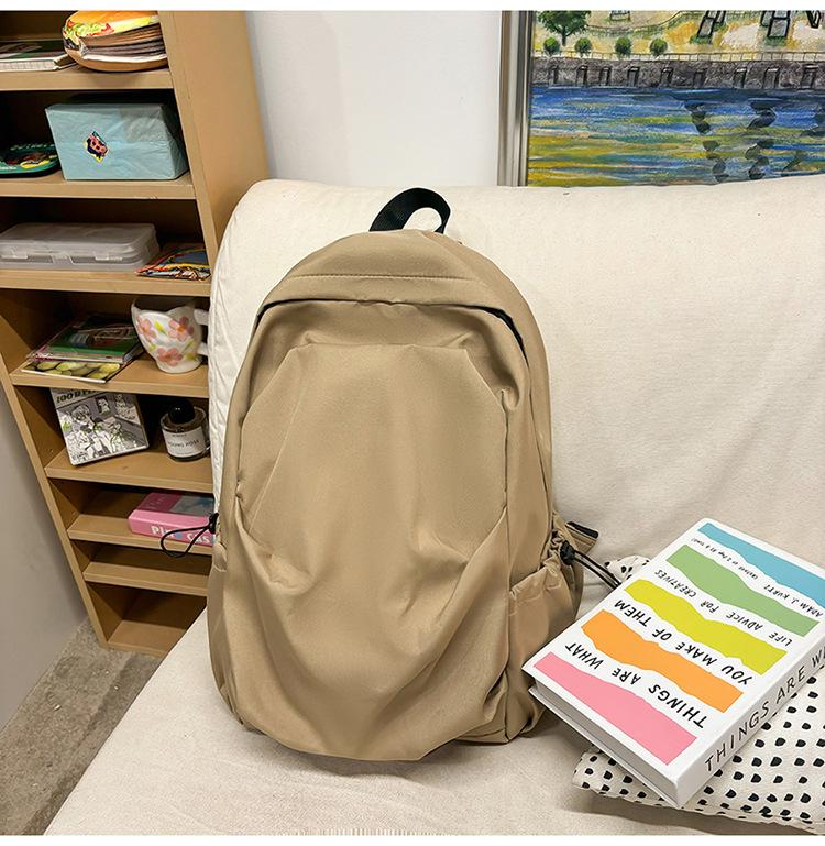 School bag versatile simple solid color college student school bag Korean version ins large capacity casual backpack light travel shoulder bag