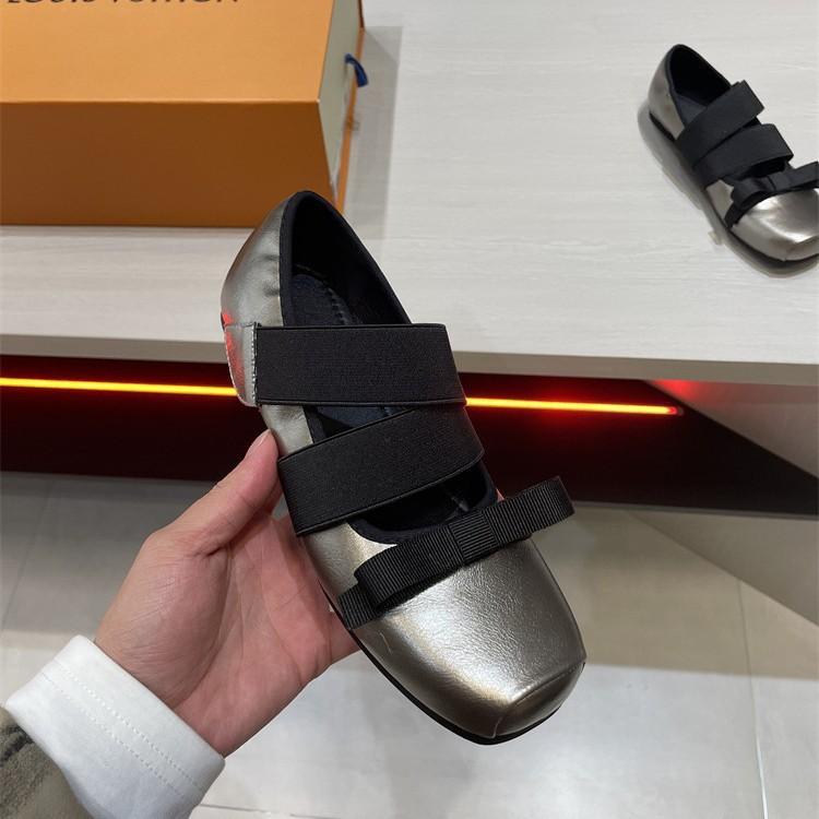 

Sheepskin version~ Korean bow leather ballet Mary Jane single shoes women s platform loafers silver small leather shoes 40