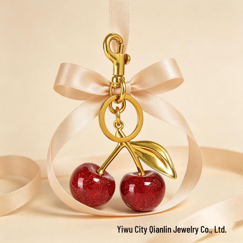 2026 European Cherry Bag Charms: Elegant High-End Keychains for Women