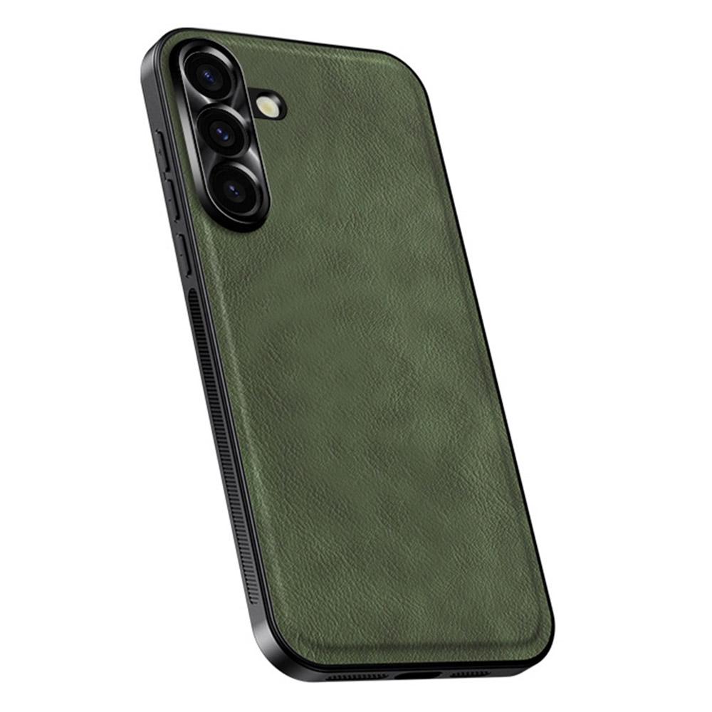 For Samsung Galaxy S24+ Case PU+TPU+PC Phone Back Cover with Metal Lens Frame