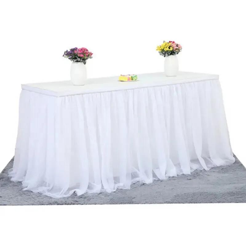 6FT 9FT Birthday Party Table Skirt Decor Hotel Wedding Banquet Tablecloth Solid color Table cover Xmas Christmas Decorations