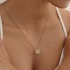 Reversible Clover/Heart Zircon Necklace Stainless Steel Fashion Jewelry for Women
