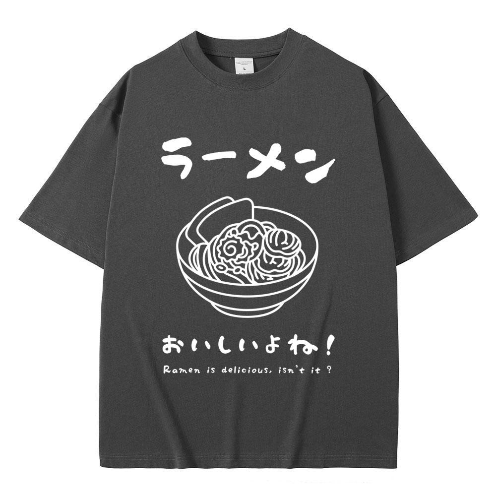 Raunisex T Shirt Food Lover Kawaii Japanese Style Streetwear Foodie Noodle TShirt Unisex Unisex Pure Cotton Short Sleeve TShirts