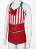 Girls Candy Cane Costume Sleeveless Striped Sequins Bowknot Unitard Christmas Dance Performance Outfit