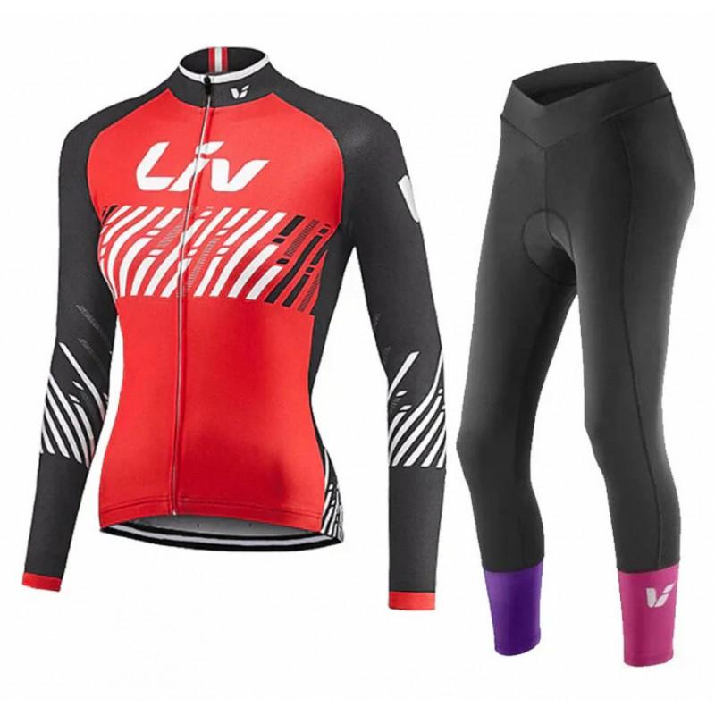 Unisex Long Sleeve Fleece-Lined Cycling Jersey Set Mountain Road Bikes Riding