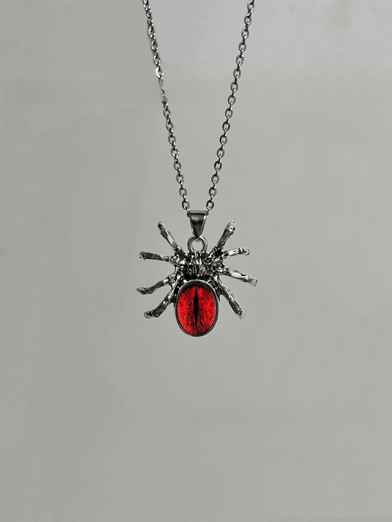 Gothic Halloween Spider Pendant Necklace With Geometric Alloy Chain For Women