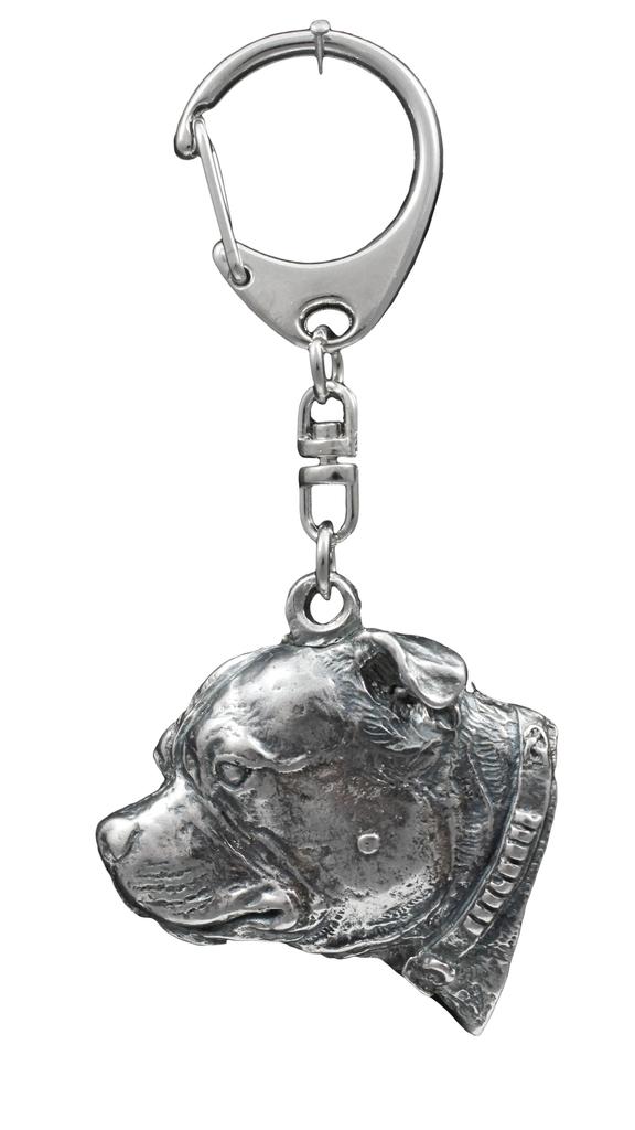 Staffordshire Bull Terrier, Staffy III - Silver-plated Key Ring with Dog, Handbag Decoration, Backpack Pendant by Art-Dog Brand