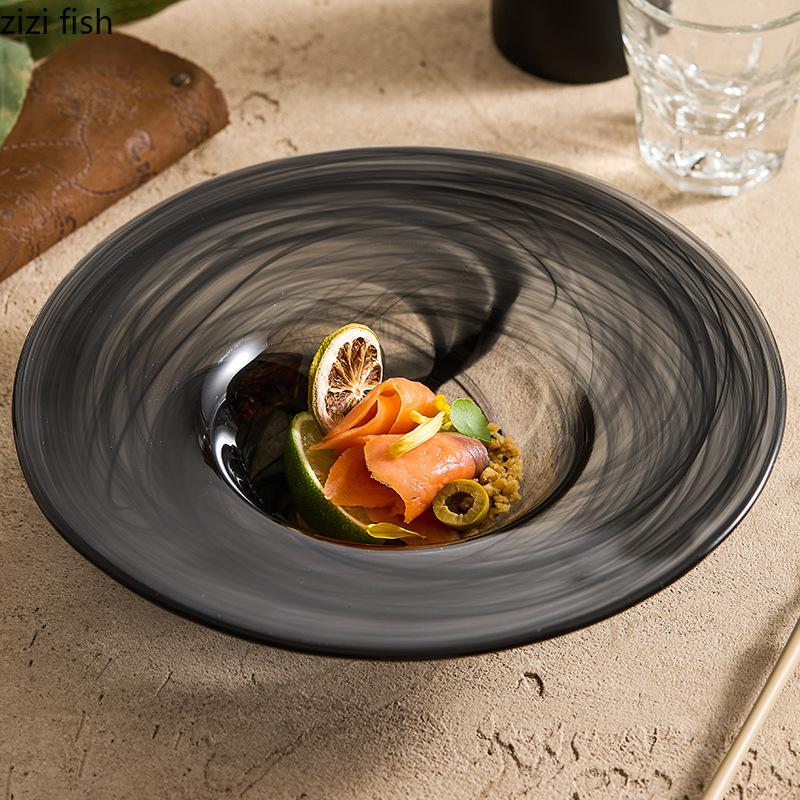 Glass Straw Hat Plate Dining Plates Fruit Dish Salad Bowl Pasta Dish Dessert Bowl Sashimi Plate Serving Plates Dim Sum Dishes