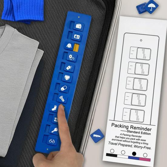 Travel Packing Reminder Reusable Check List with 24 Sliders Portable Lightweight Waterproof Suitcase Packing Sliding Reminder Tools