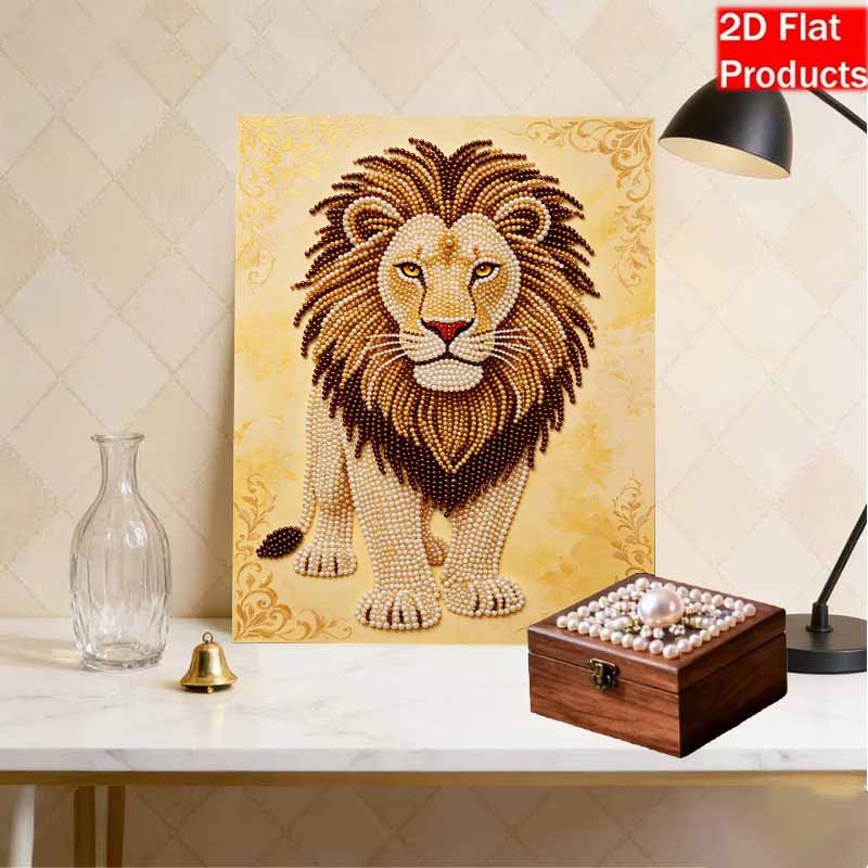 Majestic Lion Pearl Kit DIY 5D Rhinestone Art Craft for Adults Family Party Decoration Handmade Gift