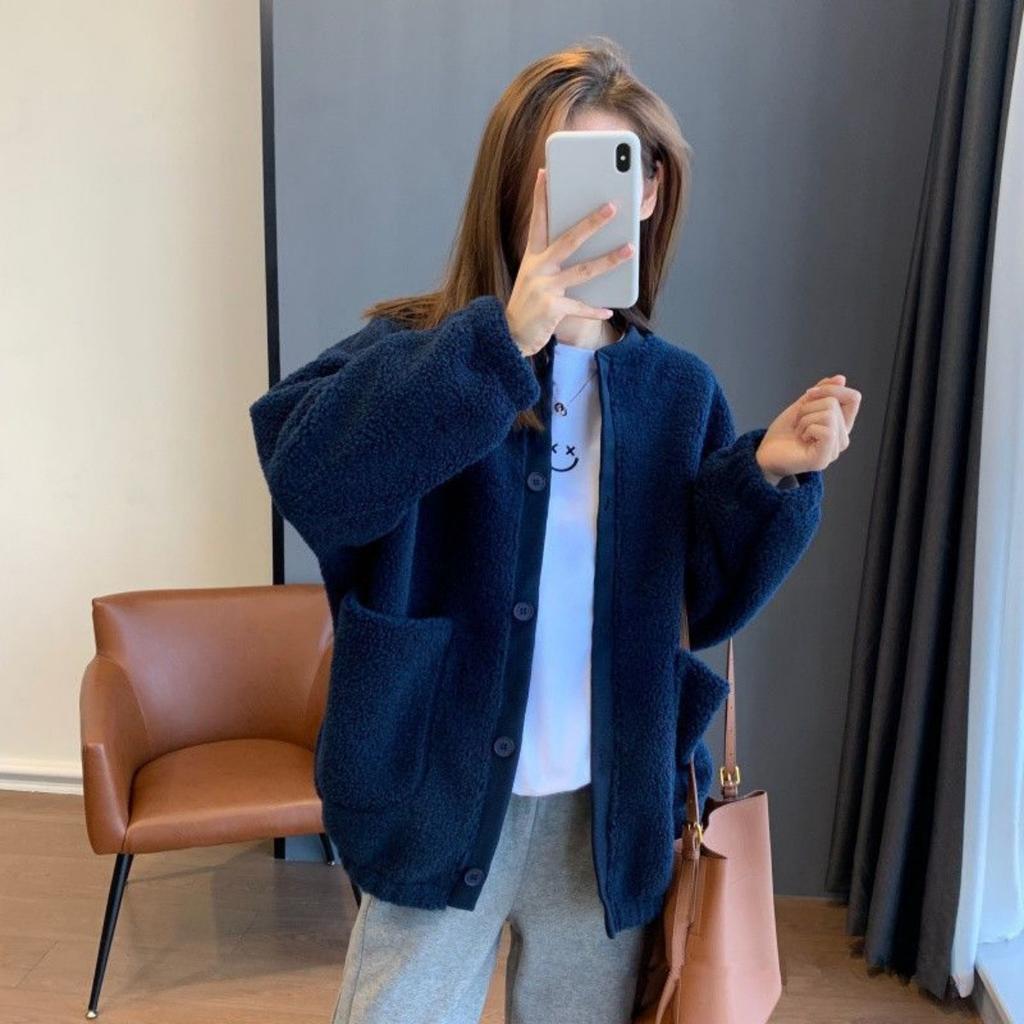Imitation Lamb Wool, Coat, Women's, Fleece, Warm, Baseball Jacket, Top