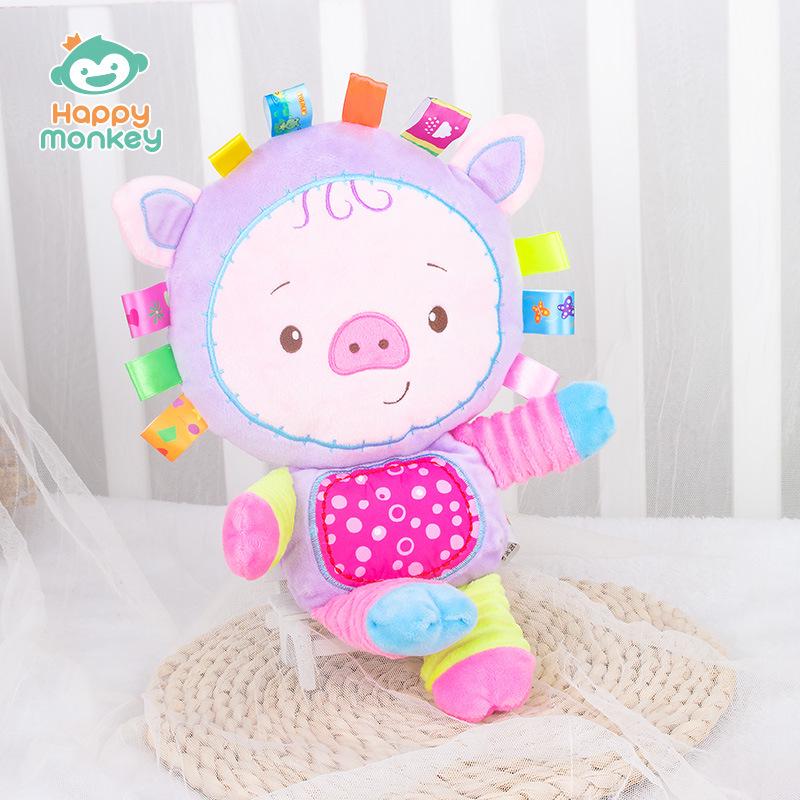 Happy Monkey Baby Plush Rattle - Soft Soothing Toy for Newborns
