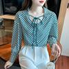 Women Blouses Shirts 2025 Spring Long Sleeve Women Blouse Shirt O-Neck Plaid Chiffon Blouse Shirt Women Tops J585