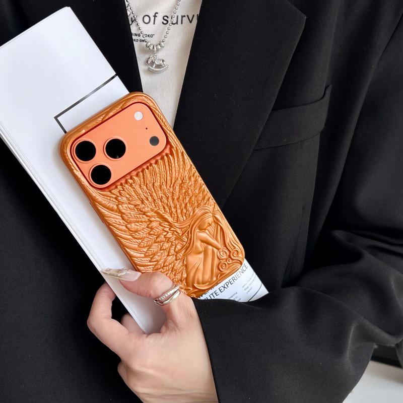 Trendige mattierte 3D-Engelsflügel Handyhülle für iPhone 17/16/15/14/13 Pro Max