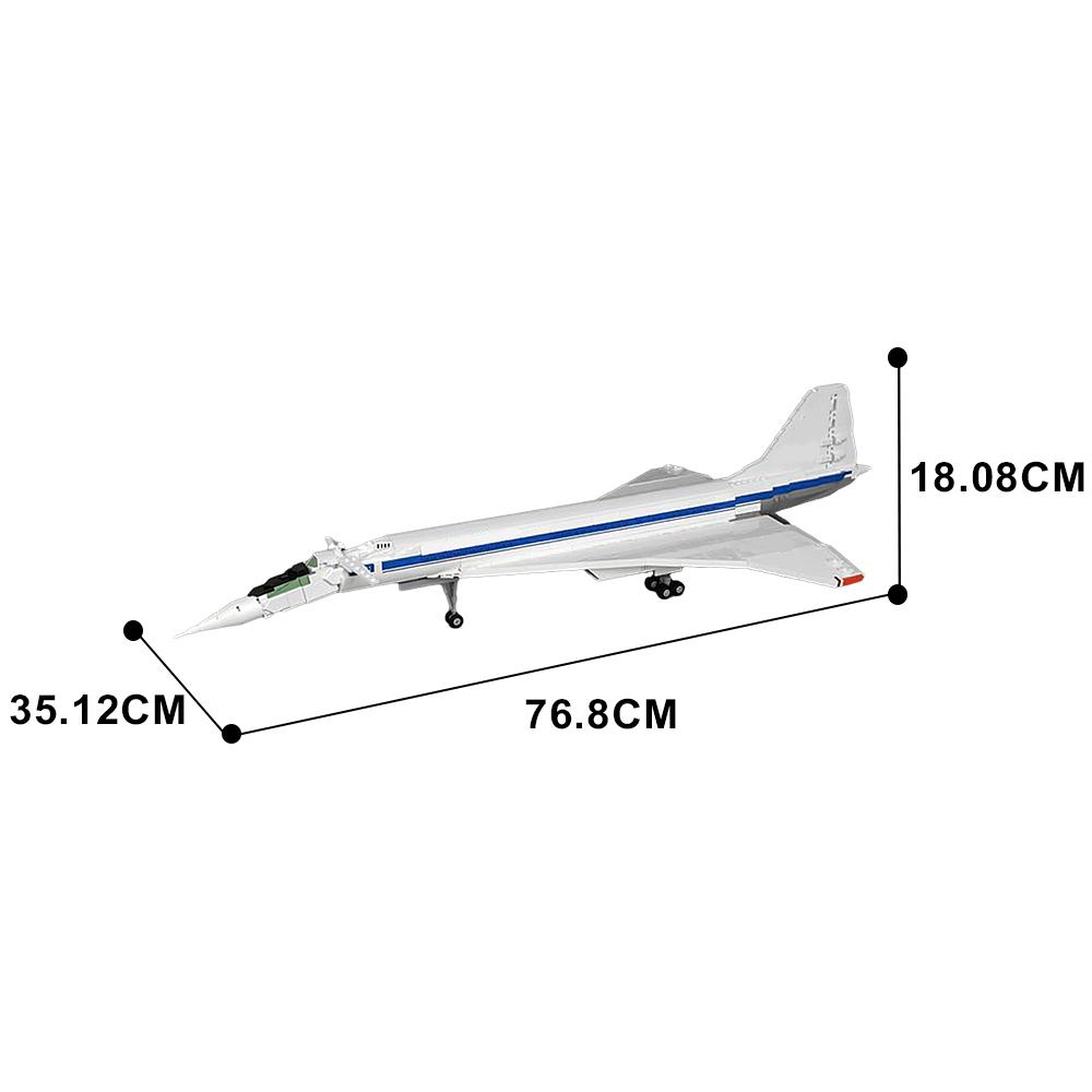 MOC Tupolev Tu-144D Concorde Aircraft Bricks Model Supersonic Civil Aviation Aircraft Building Blocks Assembly Toys Kids Gifts