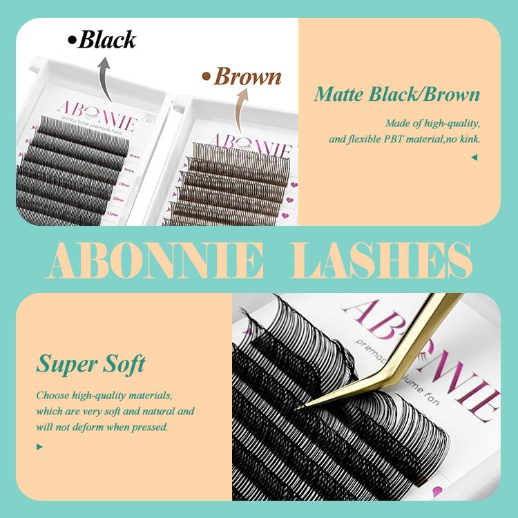 Abonnie 5D Flower Wet Lash Extensions Individual Lashes Brown Volume Soft 5D Flowering Fairy False Easy Fans Volume Eyelashes