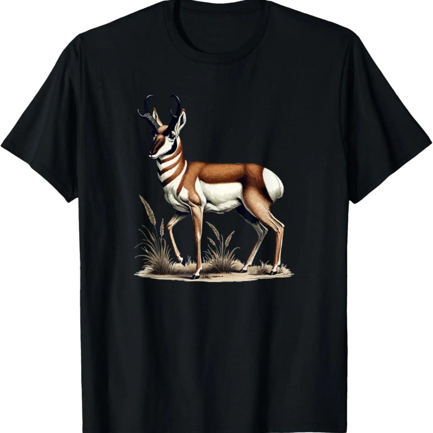 Retro Vintage Pronghorn Animal Pronghorn Antelope T-Shirt S чёрный